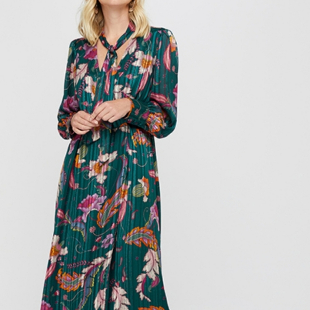 Monsoon Rosie Print green floral vintage inspired dress Size 16 Size 18